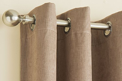 Enhanced Living Vogue Latte Natural 90 x 90 inch (229x229cm) Eyelet Thermal Noise Reducing Dim Out Curtains for Bedroom and Living Room