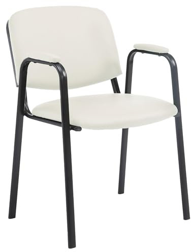 CLP Stapelstuhl Ken Pro I Konferenzstuhl Mit Kunstleder-Bezug Und Armlehnen, Farbe:Creme