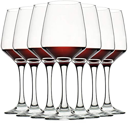 C CREST Wine Glasses Set of 8, 12oz, Lead-free, Clear, Durable Glassware