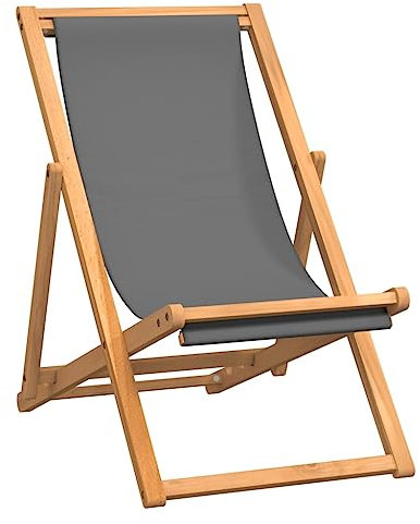 vidaXL Teak Massiv Strandstuhl Klappbar Liegestuhl Klappstuhl Strandliege Gartenliege Sonnenliege Faltliege Liege Campingstuhl Grau