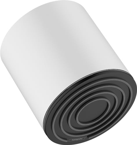 hansgrohe Pulsify S, rociador de ducha ahorro de agua 6 l/min (EcoSmart+), ducha fija redondo, cabezal de ducha lluvia con 1 tipo de chorro para conexión pared/techo, con sistema antical, blanco mate