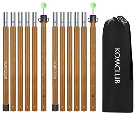 KOMCLUB Zeltstange teleskop 2er Set, Aufstellstange Teleskopstangen Stützstange aus Alu in unterschiedlichen Längen von 74 cm bis 210 cm - 6 Segmente für Zelt, Tarp, Sonnensegel oder Plane