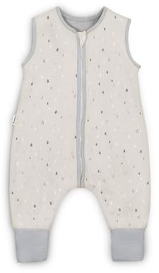Ehrenkind® Baby Sommerschlafsack mit Füßen 1.0 TOG aus weicher OEKO-TEX zertifizierter Bio-Baumwolle | Sommer Schlafsack | Baby Schlafsack Gr. 80 Natur-Graue Tropfen | 1 Tog