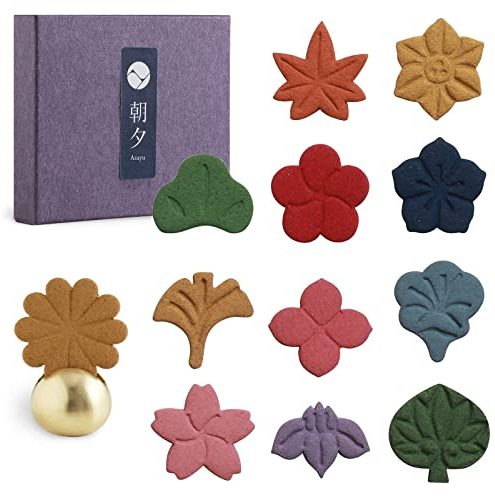 Asayu Japan Collezione di Coni d'Incenso Pressati a Forma di Fiore con Profumi Floreali, Set di Varie 12 Pezzi d'Incenso Giapponese - Set di 12 Coni d'Incenso Pressati a Forma di Fiore