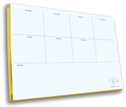 Dany Marcus Bloc-notes avec découpe dorée, planificateur hebdomadaire, cadeau de bureau, calendrier de table, format A4, paysage, 60 feuilles