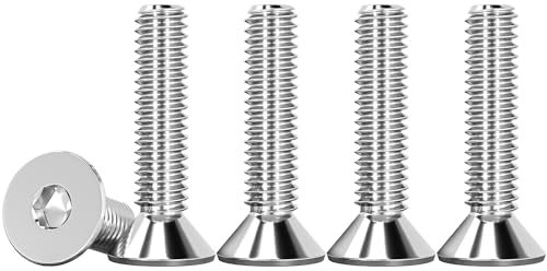 Drenky Socket Screws M4 X 20mm 304 Stainless Steel M4 Bolts Screws Countersunk DIN 7991 / ISO 10642 Machine Screws Flat Head Hex Socket Cap Screws (Pack of 50)