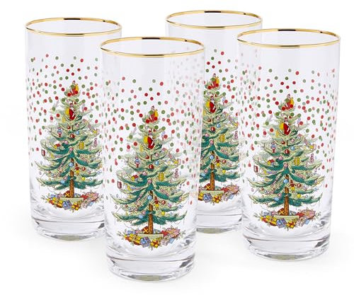 Spode Bicchiere Highball da 30 ml (set di 4), a pois, bicchieri classici da cocktail per bevande miste, bicchieri per bevande per feste