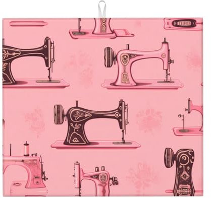 WHJYYXDE Tapete de secado para máquina de coser rosa vintage para cocina. El centro está hecho de esponja compuesta reversible con cordón