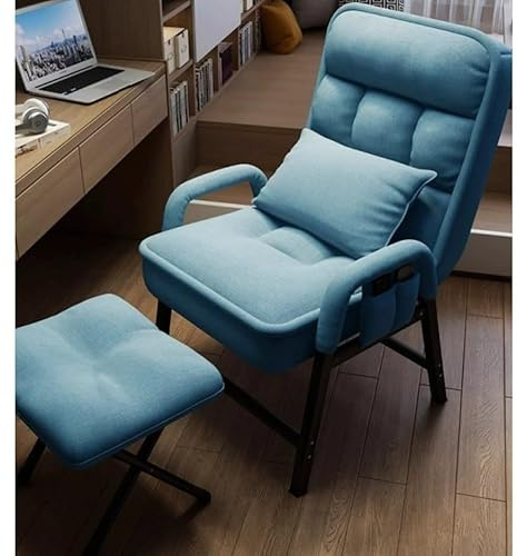YJDZ Poltrona reclinabile con braccioli comoda con poggiapiedi abbinato, poltrona relax per soggiorno, poltrona lounge TV regolabile, perfetta per riposare (Blu)