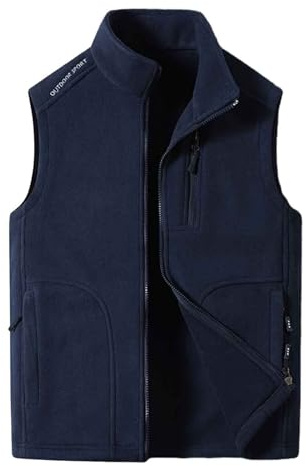 Gilet d'hiver doublé pour homme - Gilet de travail sans manches - Avec col montant - Poches latérales - Court - Polaire - Gilet de travail thermique avec plusieurs poches
