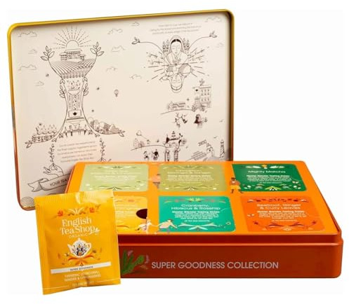 English Tea Shop | Selezione Tè e Infusi BIO Cofanetto Regalo in Metallo | Tisane e Tè Frutta e Spezie in 6 Sapori Assortiti - Totale 36 Filtri