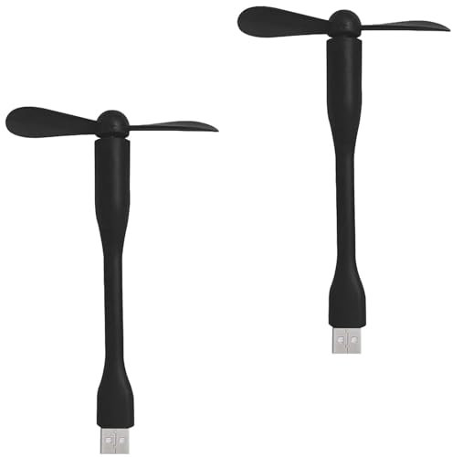 TUKNN Mini Ventilateur USB, Flexible Power Bank Ventilateur, Portable Ventilateurs, Refroidissement Flexible, Bureau Silencieux pour Ordinateur Portable, 2 Pièces (Noir)