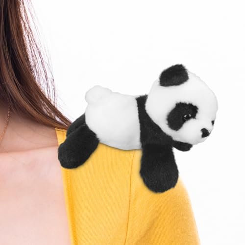 lasuroa Peluche Panda, 15 cm Magnetico di Panda Sdraiato Sulla Spalla Decorazione Carina Adatto per Ragazzi Ragazze Adolescenti Vestiti Borse Magliette