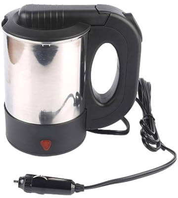 Hervidor eléctrico de viaje - Calentador de agua portátil, taza de acero inoxidable | Calentador de agua rápido de 500 ml con apagado automático, ideal para coches, camiones, oficinas o largos