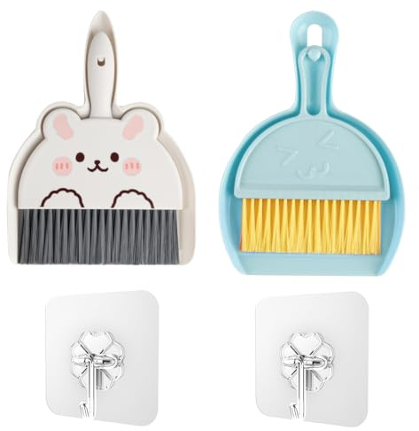 ErShiPing Set de 2 Mini Escoba y Recogedor Basura, Recogedor con Cepillo Pequeño, Cepillo y Recogedors, Cepillos y Pala de Mano de Escritorio para Limpieza del Hogar Oficina Mesa Sofá Automóvil