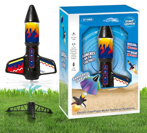 Lpoppcx Juguete De Cohete Lanzador - Cohete Infantil con Paracaídas - para Entusiastas De La Ciencia con Luces LED Juego Deportivo Al Aire Libre para Exterior Y Parque