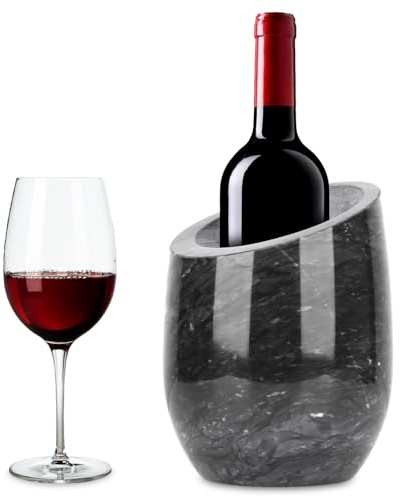 Marble Wine Chiller Bucket - Champagne Cooler, Portable Beverage Holder for Parties, Dinner, Home Decor - Keeps Drinks Cold - Holds 750ml Bottle (Dark Grey, 7.48 * 5.9)