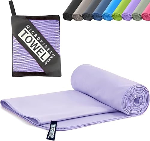 mugexingtu Microfibre Towel - Quick dry Lightweight Absorbent Travel Towel | Beach Towel Perfect for Sports Beach Gym Swimming,Cycling,Yoga, Camping ,Hiking (1, Purple)