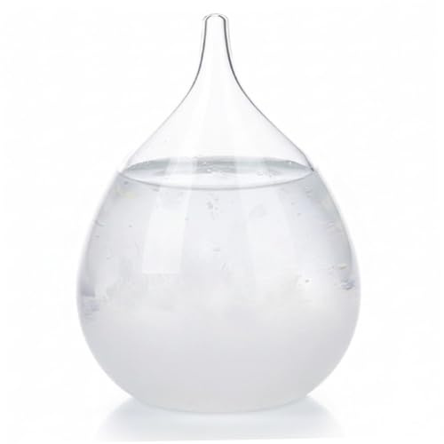 Predictor meteorológico de cristal de tormenta, predicción del tiempo, predictor en forma de gota de cristal de tormenta con base de madera para decoración de escritorio de oficina en el hogar, 3, 2 x