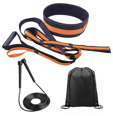 amangul Kit d'entraînement de vitesse avec bande de résistance et harnais de course à pied avec corde à sauter Accessoires d'entraînement de force Harnais de course à pied avec corde à sauter