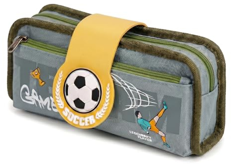 Yizzen Football Pencil Case for Boys, Boys Large Pencil Case Big Capacity with Compartments, Durable Pencilcase for Kids, Secondary School Students, Adults, School and Office Stationery Supplies