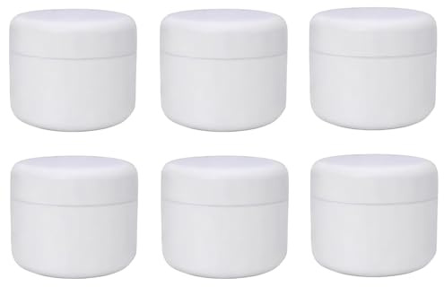 8 Oz (250g) White Plastic Jar with Dome Lid Refillable Make-up Cosmetic Jars Empty Face Cream Lip Balm Lotion Storage Container Pot Case Holder (Pack of 6)