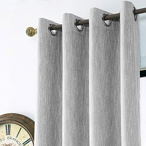 Melodieux Tende oscuranti in cotone con occhielli per camera da letto, 132 x 248 cm, grigio