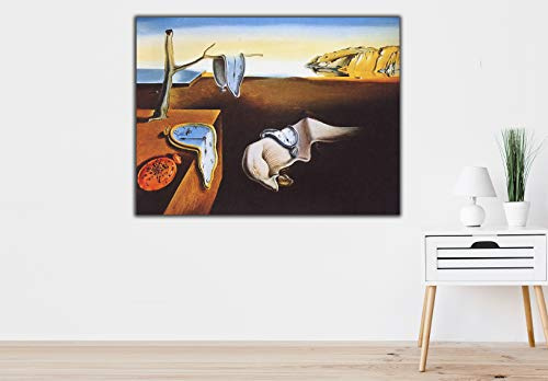 Cuadro Lienzo Persistencia de la Memoria Salvador Dali Relojes Blandos - Lienzo de Tela Bastidor de Madera de 3 cm - Fabricado en España - Impresión en Alta resolución – Varias Medidas (60, 44)