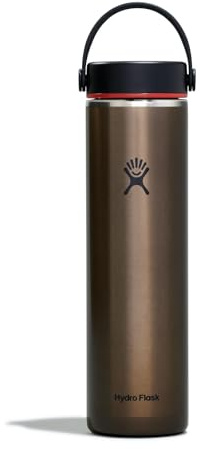 HYDRO FLASK - Lightweight Water Bottle 710 ml (24 oz) Trail Series - Vacuum Insulated Stainless Steel Reusable Water Bottle with Leakproof Flex Cap - Wide Mouth - BPA-Free - Obsidian