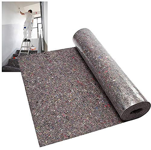 Froadp 50㎡ Bâche Protectrices de Peinture 180g/m² Couverture en Molleton avec Revêtement Antidérapant PE Sous-couche Film Tapis pour Protection des sols Toutes Papier Peint Fournitures