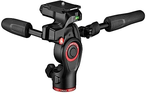 Manfrotto Befree Testa per treppiede a 3 vie, in alluminio, carico utile 6 kg, per treppiedi da viaggio, con manici pieghevoli, sistema di trascinamento fluido, per foto e video (MH01HY-3WUS), nero