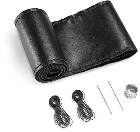 SEG Direct Coprivolante in Vera Pelle, Cucito Sull'involucro, per Volanti Rotondi e Tipo D da 37-39 cm, Nero