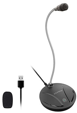 JOUNIVO USB Microphone for Computer, PC/Laptop Mic, Mute Button with LED Indicator, 360 Degree Gooseneck Design, Desktop Microphone for Streaming, Recording, Dictation, Podcasting, YouTube, JV610