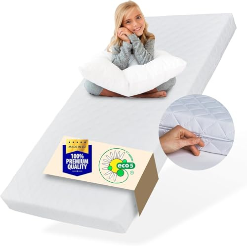 Matelas pour enfants 80x180 cm avec drap-housse et housse lavable | 10 cm d'épaisseur matelas en mousse froide de haute qualité pour lit d'enfant lit d'enfant | Made in EU, poids corporel jusqu'à 60kg