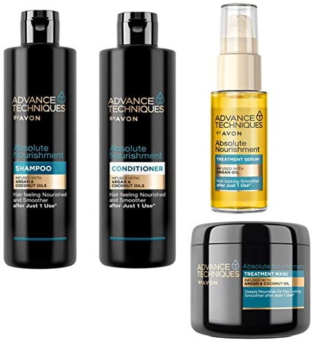 Avon Haarpflegeserie mit Arganöl Absolute Nourishment Shampoo 250ml Conditioner 250ml Pflegeöl 30ml Haarmaske 375ml für trockenes geschädigtes Haar