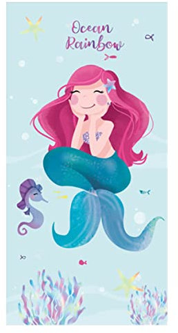 Theonoi Kinder Handtuch Badetuch Strandtuch Duschtuch für Mädchen und Jungen 100% Baumwolle 70x140 cm (Meerjungfrau)