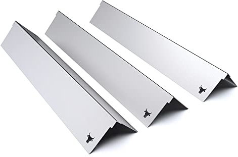 tuning-art GA06 Gasgrill Brennerabdeckung Edelstahl kompatibel mit Napoleon Grill Rogue 425er Freestyle 365er | Brennerschutz | Rostfrei | 100% Passgenau | Bullenmotiv, Farbe:3er Set Matt Bulle