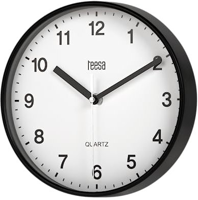 Teesa Clock Analog Wall Universal 20 cm TSA0038B Black