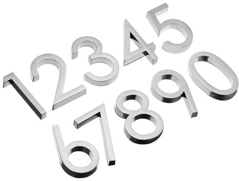 PATIKIL Números de Casa 3D Para Buzón 10 Unidades Autoadhesivos Para Exterior Números de Dirección Para Puertas Gris