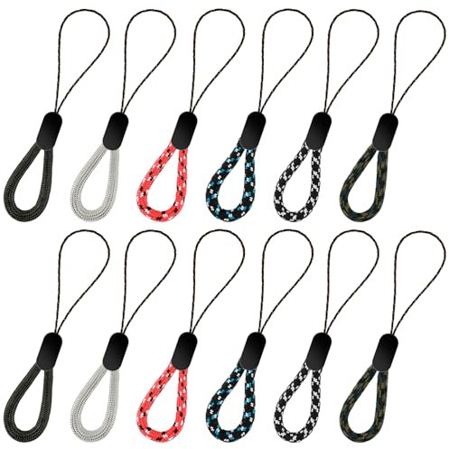 Mabor Lot de 12 lanières de doigt - Petit cordon USB - 12 cm - Courtes et portables - Pour étui de téléphone portable, clés, clés d'appareil photo, multicolore, Small