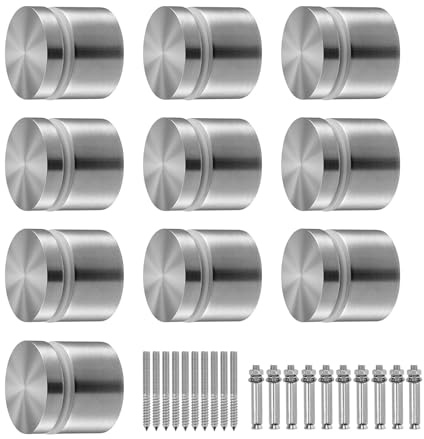 VEVOR Glass Clamp, 10 PCS Round Glass Railing Bracket for 0.31 -0.62 Tempered Glass, 316 Stainless Steel Glass Mounting Clamp, Glass Shelf Bracket for Balcony, Garden, Pool, Stair, Silver