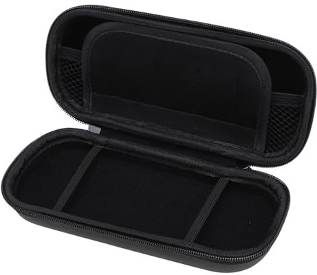 Asixxsix 3000 Carrying Case, Hard Game Console Protective Case Bag with Wrist Band, 5 Game Cartridge Slots, Travel Pocket Pouch and Mesh Pocket, Water Resistant PU EVA (Black)