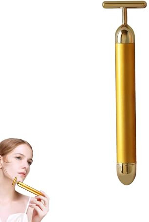 Beauty 24k Gold Facial Massager, T-Shape & 3D Roller Face Massager Electric, Electric Pulse Firming Lift Skin Care Tool for Eyes, Nose, Face & Neck, Anti-Aging Face Lifting, Sensitive Skin Treatment