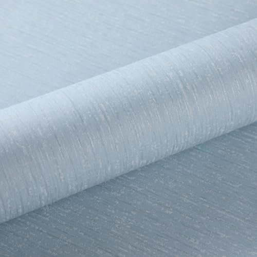 Snewvie Plain Textured Wallpaper Blue Shabby Chic Wallpaper Covering Wardrobes Bedroom Living Room DIY Refurbished Removable Thick Non-Woven Wallpaper for Living Room Bedroom