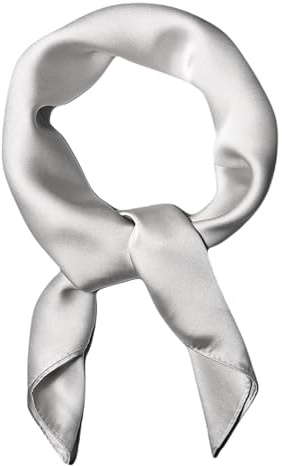 WESTEND CHOICE Square Satin silk Scarves Plain Neck Scarf 50s Retro Women Scarf Lightweight Silky Bandana Wrap women's scarves 70 x 70 cm (Light grey)