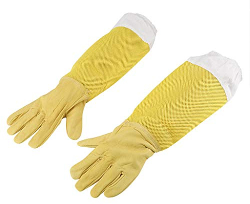 Gants d'apiculture- de Protection pour Apiculteur, d'apiculteur Jaunes Apiculture avec Manches Longues et Poignets élastiques- 48cm- Homme Femme, Pour l'apiculteur débutant