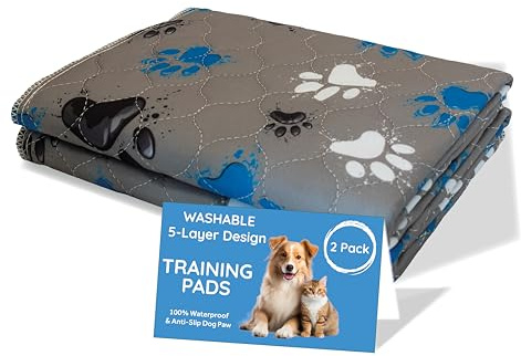 MAGNUS CREATIONS 5-Layer Washable Puppy Training Pads | Reusable Dog Pee Pads | Super Absorbent Pet Mats with Waterproof Backing for Home, Car & Travel | Small Dogs (2-Pack, 40 × 60 cm)