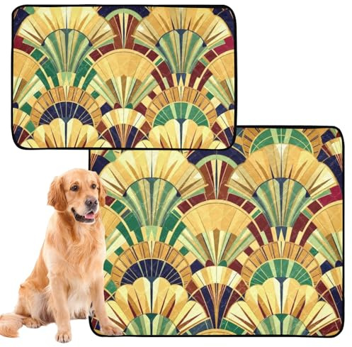 2 Pack Dog Pee Proof Rug Dog Pee Mat Washable Anti Slip Rug for Lawn 24x36in+36x42in Vintage
