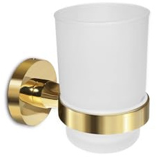 Porte-Brosse à Dents Mural en Acier Inoxydable avec Verre dépoli (Einzeln Doré)