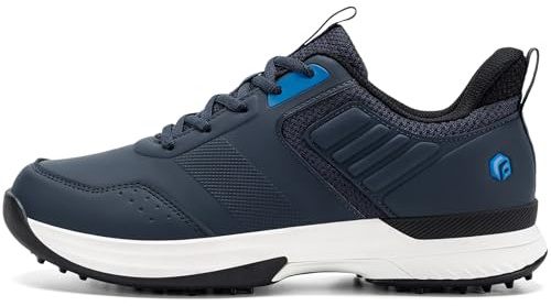 FitVille Men's Golf Shoes Extra Wide Fit Professional Spiked Golf Shoes Comfortable Slip-on Trainers Sneakers for Outdoor Casual